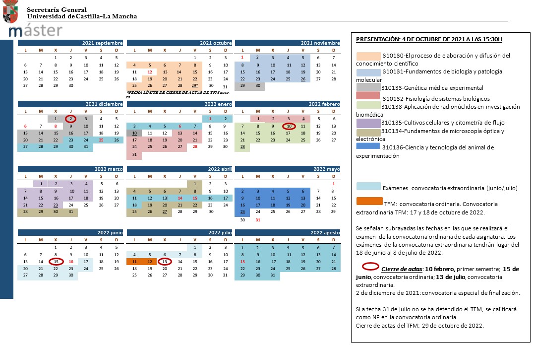 Calendario Académico MUBE 2021-2022