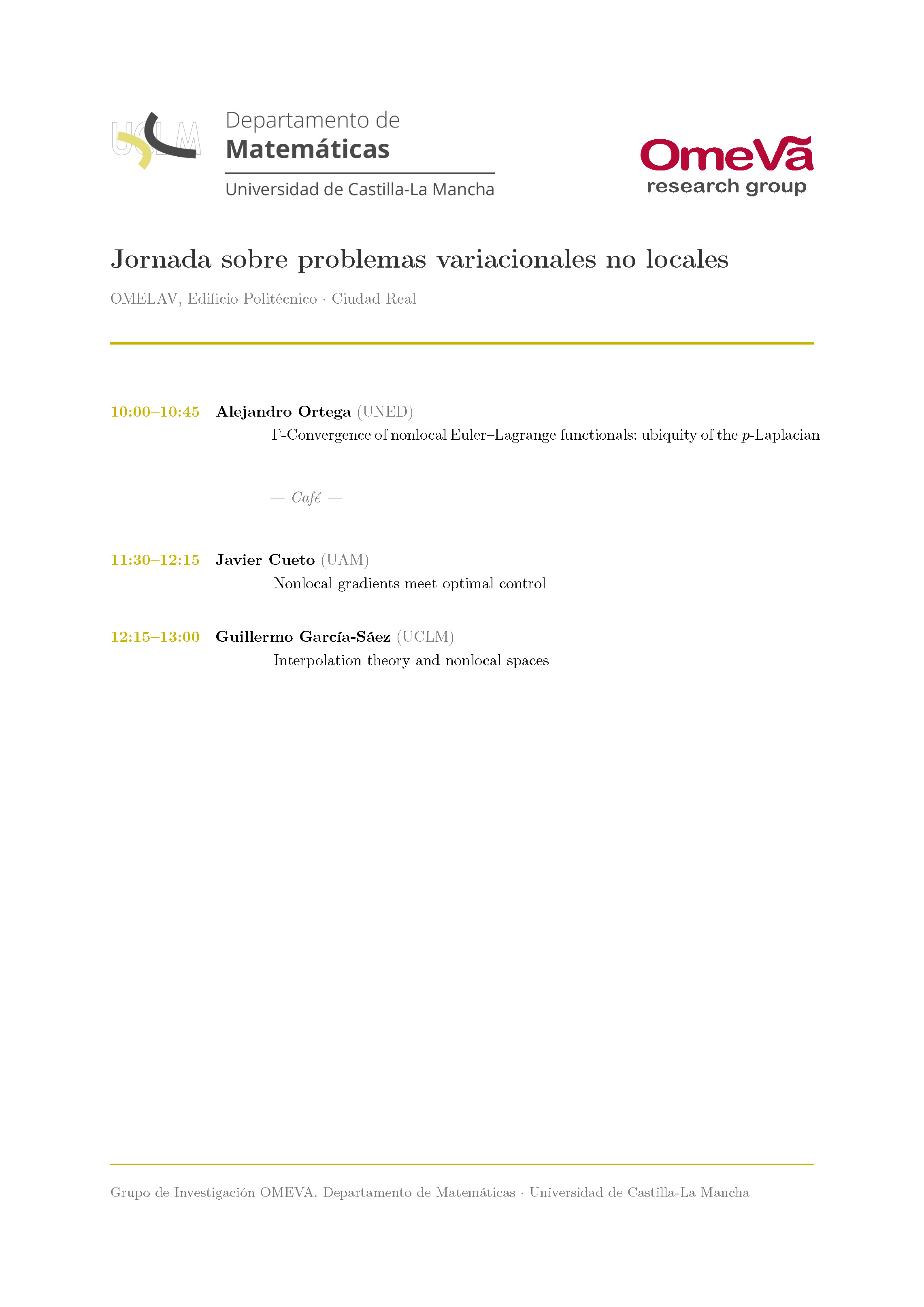 Jornadas sobre problemas variacionales no locales 