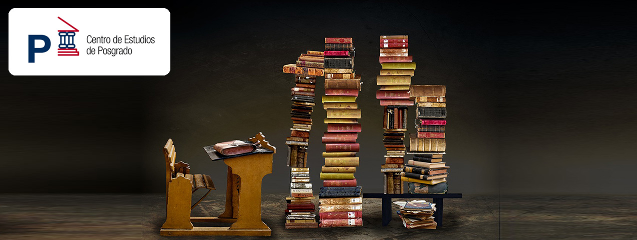 Mesa con estructura desorganizada de libros
