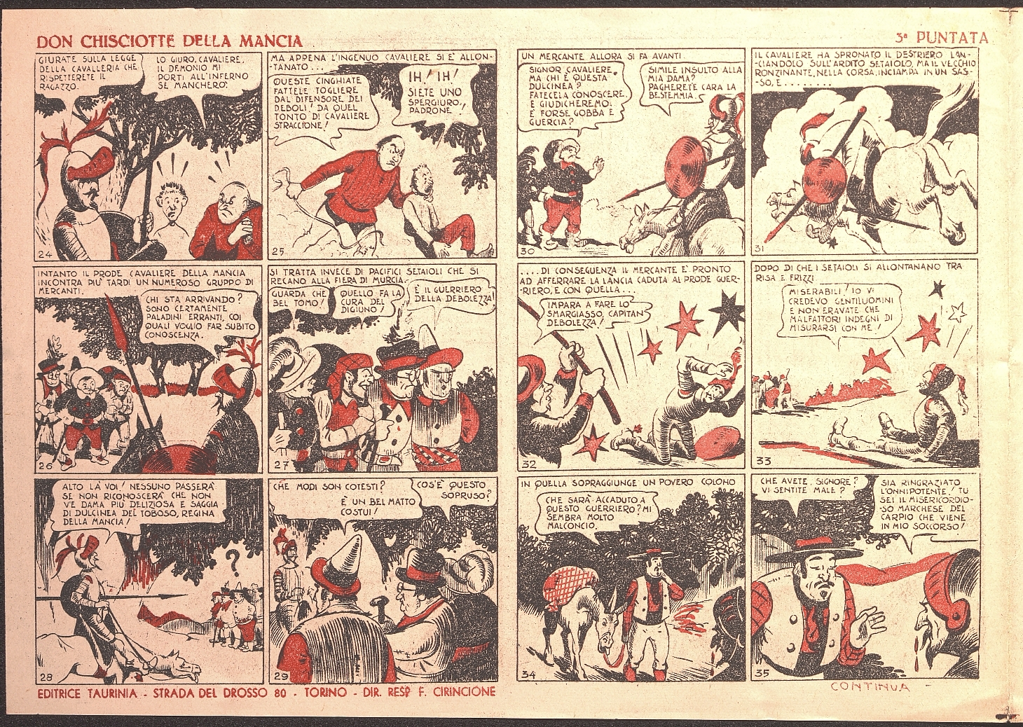 Don Chisciotte della Mancia / riduzione dal romanzo di M. Cervantes di Ardena. Publicado en: Albo viaggi e avventure, Torino: Taurinia, 1949